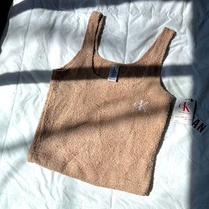 Calvin Klein plush teddy blush pink tank top NWT